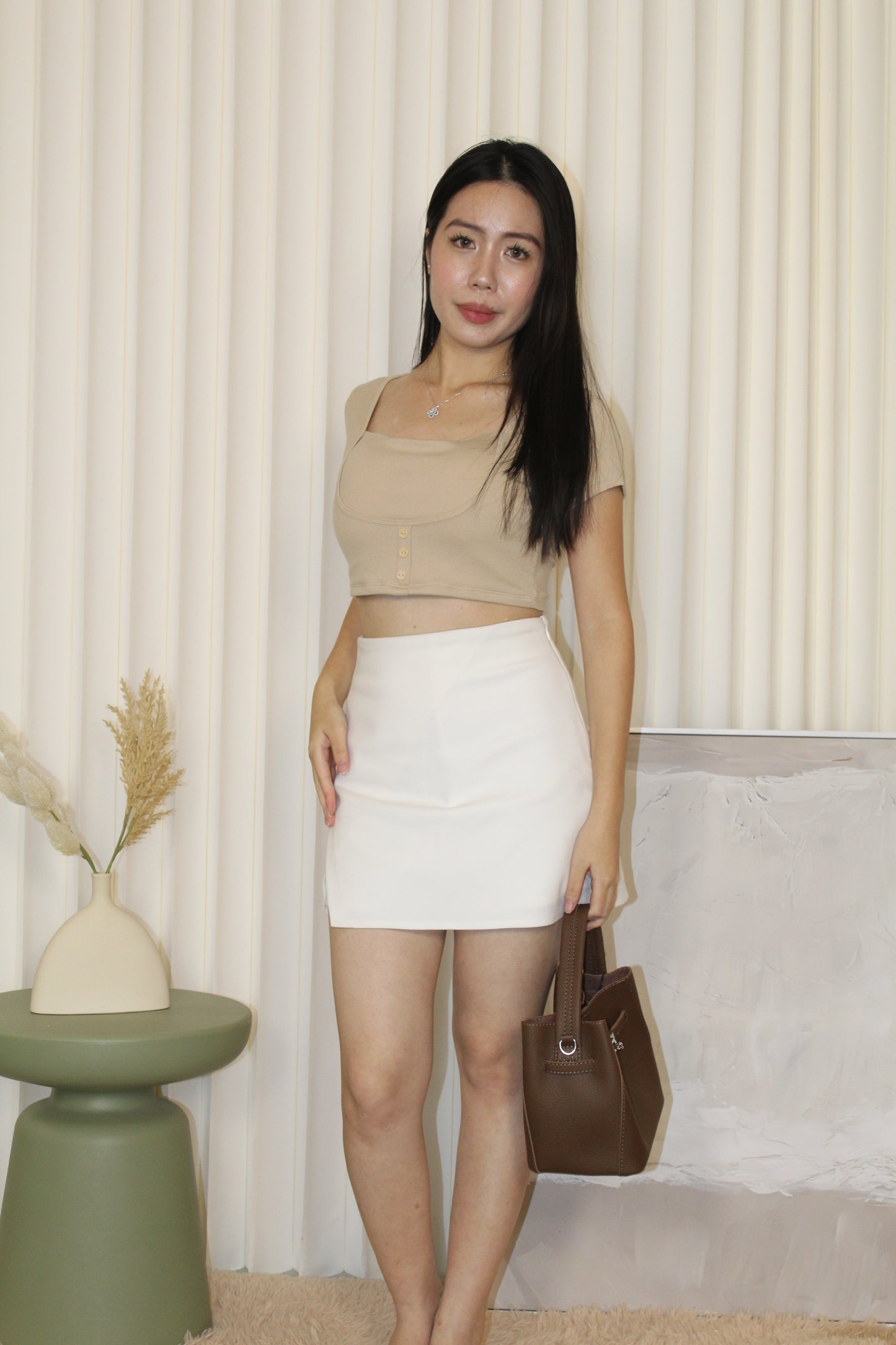 Patricia Padded Crop Top (Grey)