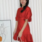 Julia Puffy Mini Dress (Red)