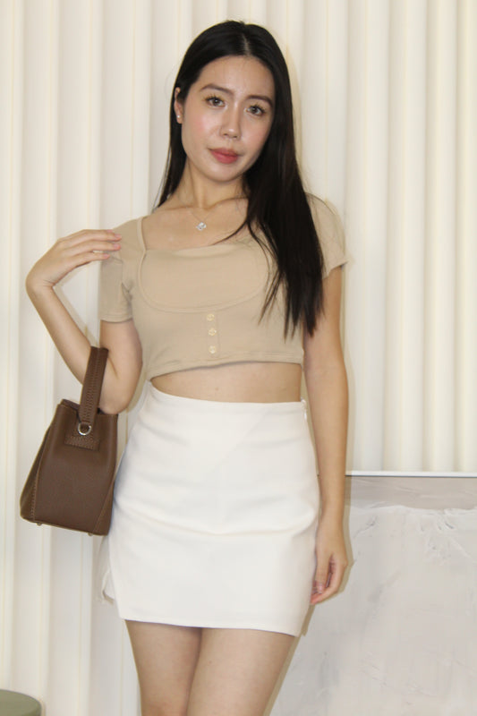 Patricia Padded Crop Top (Cream)