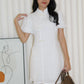 Demi Textured Mini Cheongsam Dress (White)