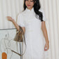 Demi Textured Mini Cheongsam Dress (White)
