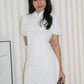 Demi Textured Mini Cheongsam Dress (White)