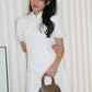 Demi Textured Mini Cheongsam Dress (White)