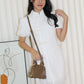 Demi Textured Mini Cheongsam Dress (White)