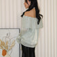 Marley Off Shoulder Long Sleeve Top (Cream)