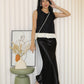 Daniela Satin Lace Maxi Skirt (Black)