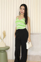 Sapphire Ruched Halter Knit Top (Green)