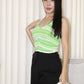 Sapphire Ruched Halter Knit Top (Green)