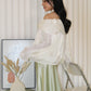 Marley Off Shoulder Long Sleeve Top (Cream)