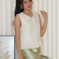 Caroline Vest Ruffle Top (Cream)