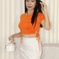 Palma Ruched Crop Top (Orange)