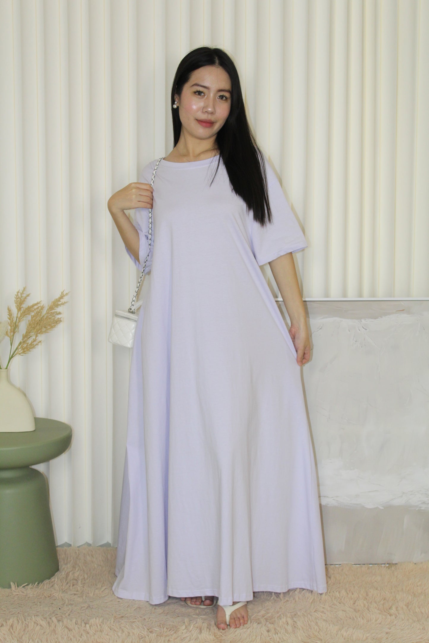 Becca Casual Cotton Maxi Dress (Lilac)