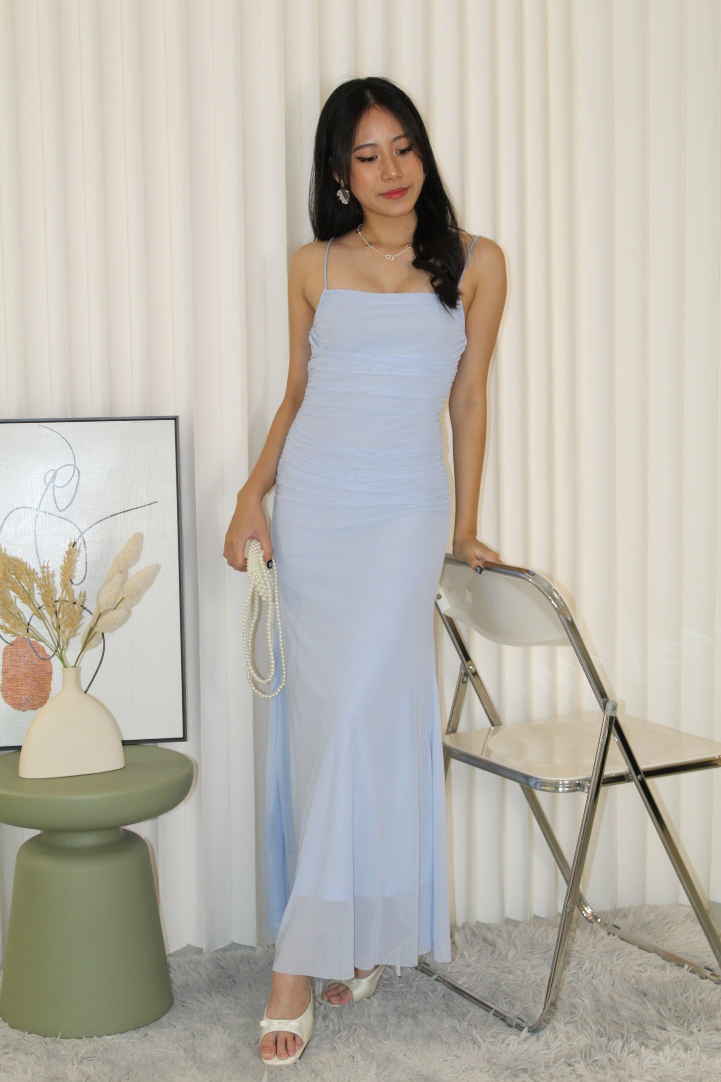 Winnie Mesh Maxi Dress (Blue)