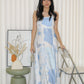 Riane Printed Bare Back Maxi Dress (Blue)
