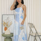 Riane Printed Bare Back Maxi Dress (Blue)