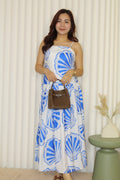 Hazel Flare Midaxi Dress (Blue)