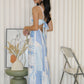 Riane Printed Bare Back Maxi Dress (Blue)