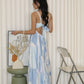 Riane Printed Bare Back Maxi Dress (Blue)