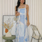 Riane Printed Bare Back Maxi Dress (Blue)