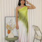 Danna Asymmetric Satin Maxi Dress