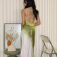 Danna Asymmetric Satin Maxi Dress