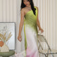 Danna Asymmetric Satin Maxi Dress