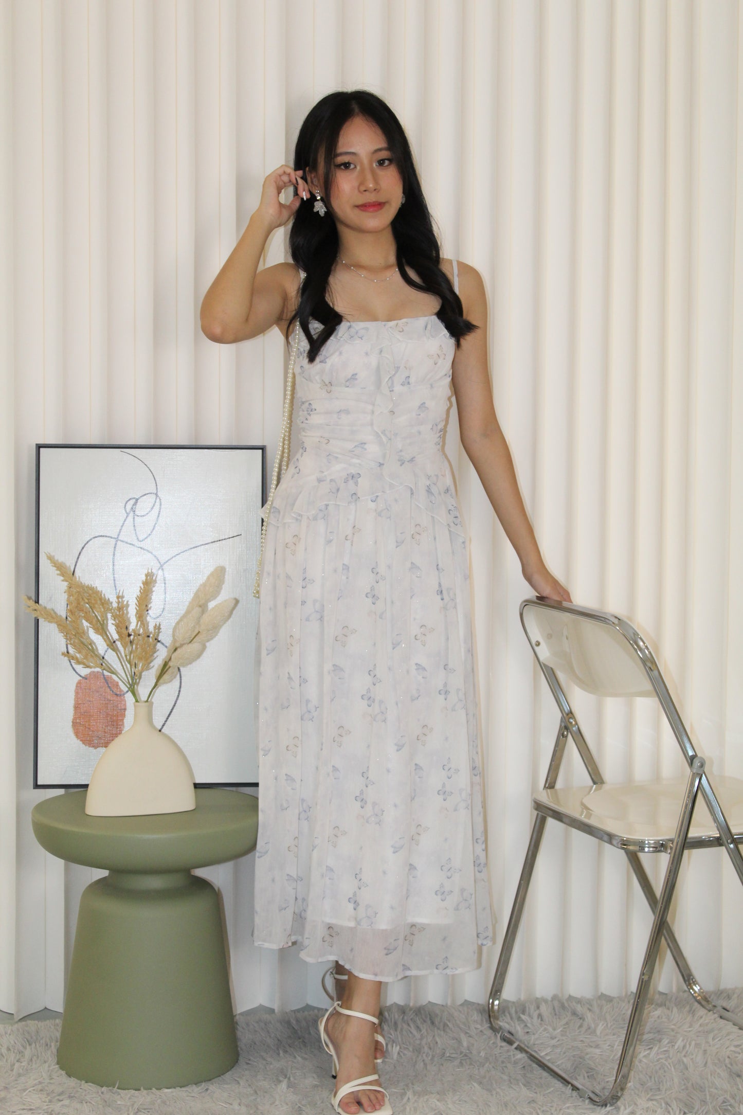 Lydia Printed Midaxi Dress (Blue)
