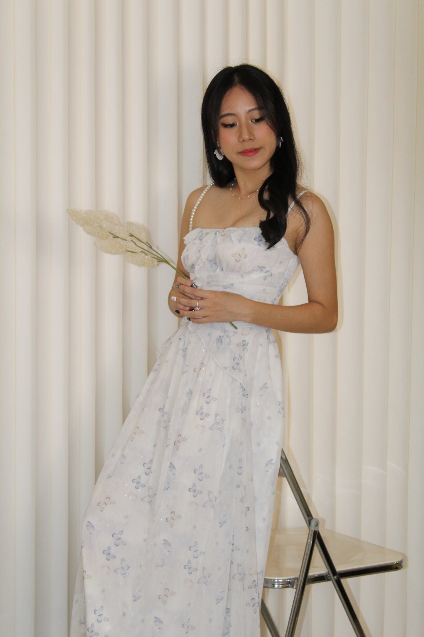 Lydia Printed Midaxi Dress (Blue)
