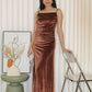 Sophie Velvet Bare Back Maxi Dress (Brown)