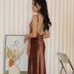 Sophie Velvet Bare Back Maxi Dress (Brown)