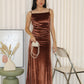 Sophie Velvet Bare Back Maxi Dress (Brown)