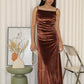 Sophie Velvet Bare Back Maxi Dress (Brown)