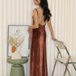 Sophie Velvet Bare Back Maxi Dress (Brown)