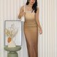 Poppy Ombre Mesh Midaxi Dress (Brown)