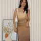 Poppy Ombre Mesh Midaxi Dress (Brown)