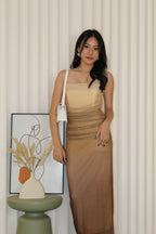 Poppy Ombre Mesh Midaxi Dress (Brown)
