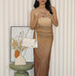 Poppy Ombre Mesh Midaxi Dress (Brown)