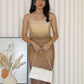 Poppy Ombre Mesh Midaxi Dress (Brown)