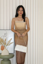 Poppy Ombre Mesh Midaxi Dress (Brown)