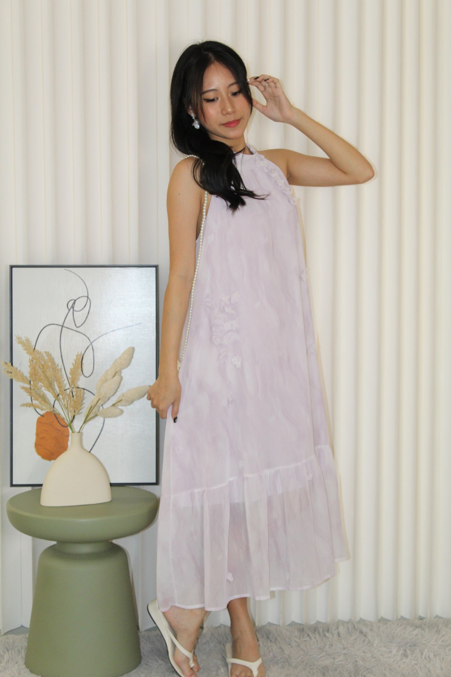 Jaelyn Halter Midi Dress (Lilac)