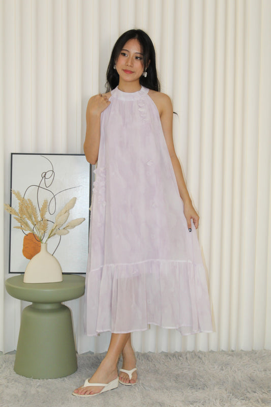 Jaelyn Halter Midi Dress (Lilac)