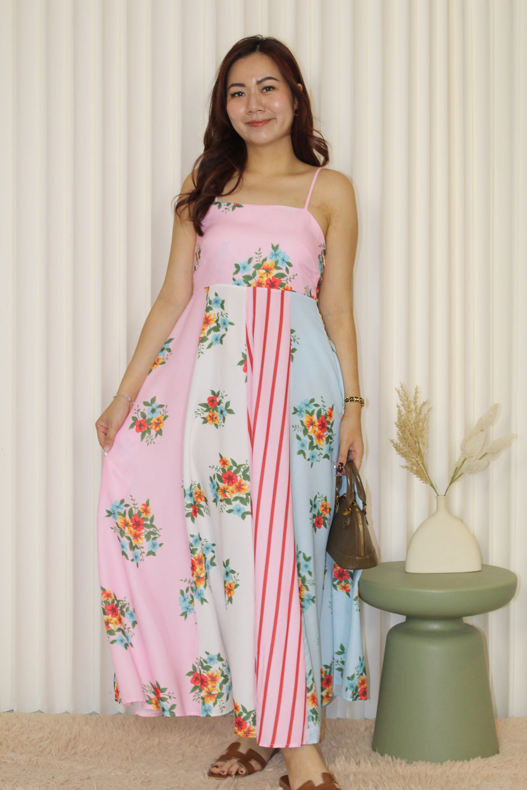 Anna Floral Maxi Dress (Pink)