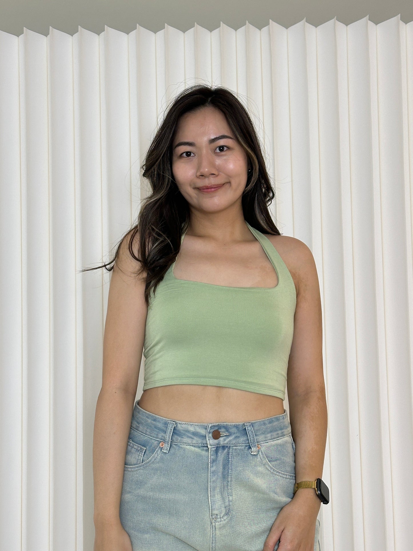 Tiffy Halter Crop Top (Blue)