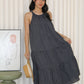 Peyton Stripes Halter Midi Dress (Light Blue)