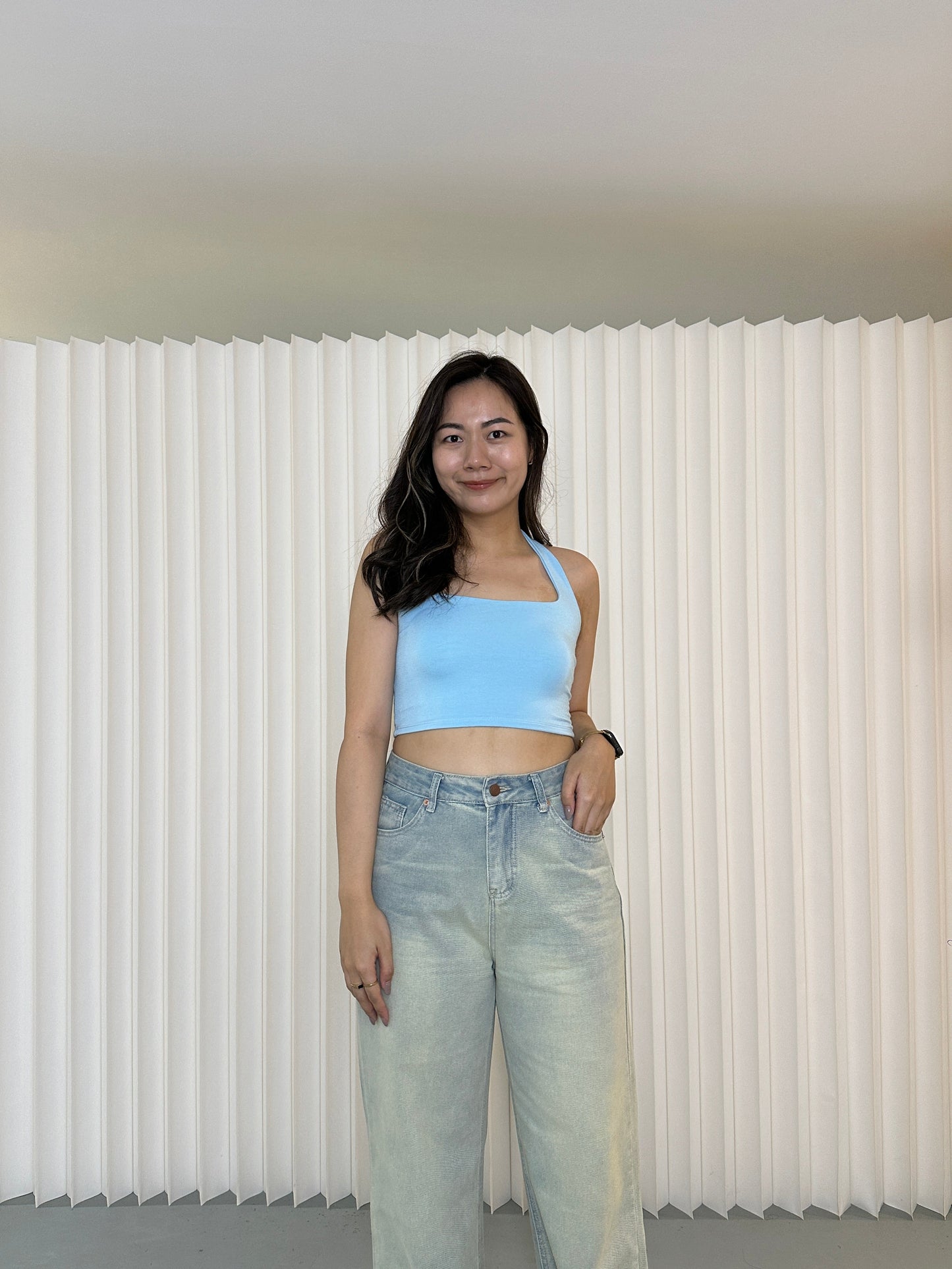 Tiffy Halter Crop Top (Blue)