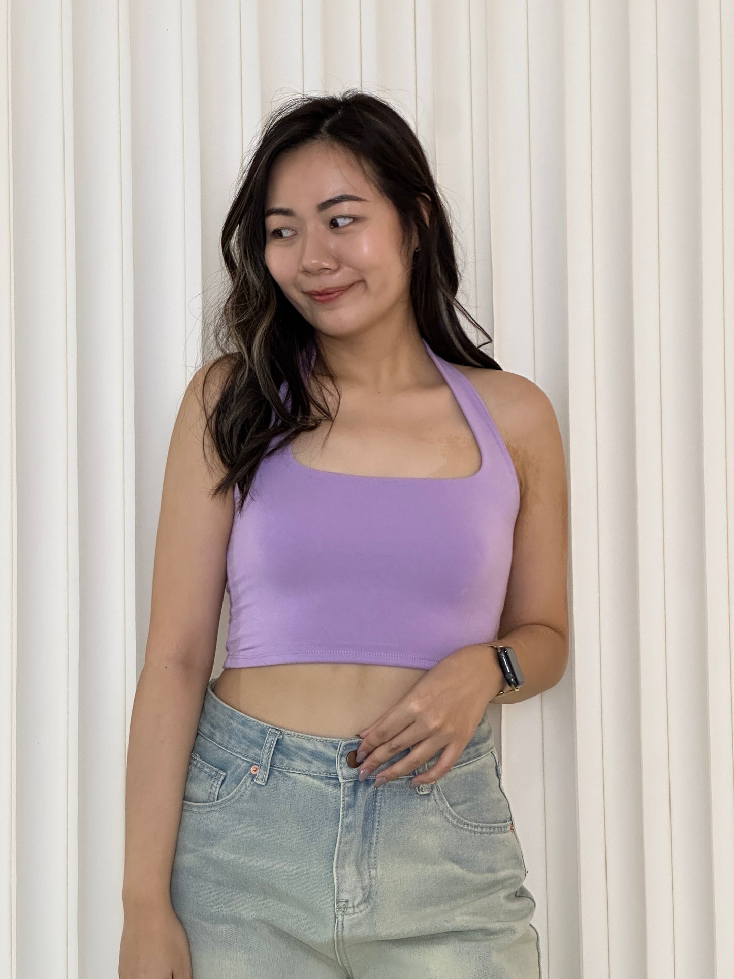 Tiffy Halter Crop Top (Blue)