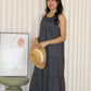 Peyton Stripes Halter Midi Dress (Light Blue)