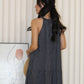 Peyton Stripes Halter Midi Dress (Light Blue)