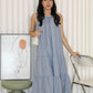 Peyton Stripes Halter Midi Dress (Light Blue)