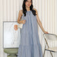 Peyton Stripes Halter Midi Dress (Light Blue)